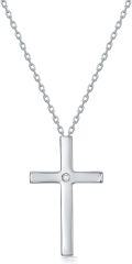 wholesale Sterling Silver Natural Diamond Heart Infinity Sideways Cross Necklace for Women-0-6