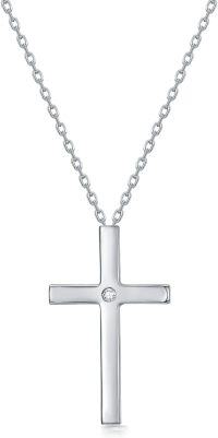 wholesale Sterling Silver Natural Diamond Heart Infinity Sideways Cross Necklace for Women-0.035 Ct Cross