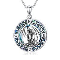 wholesale TOUPOP Eagle/dragon/phoenix/bear/mountains Necklace Sterling Silver Celtic Knot Jewelry With Blue Circle Crystal Jewelry Christmas Gifts For Women Men -style_name:Dragon