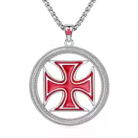 TOUPOP 925 Sterling Silver Cross Pendant Necklace For Men Gifts-style_name:H Templar Cross