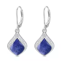 TOUPOP Sterling Silver Gemstone Filigree Teardrop Leverback Earrings-color_name:B-Lapis Lazuli