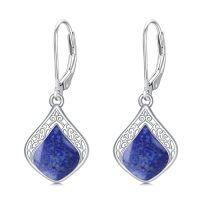 wholesale Filigree Teardrop Earrings 925 Sterling Silver Gemstone Leverback Earrings Jewelry Birthday Christmas Gifts For Women -color_name:B-Lapis Lazuli