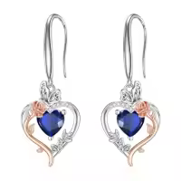 TOUPOP Sterling Silver Rose Quartz Butterfly Earrings Love Jewelry Gifts For Women-color_name:09-September-Sapphire
