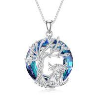 wholesale TOUPOP Highland Cow Necklace For Women 925 Sterling Silver 1 To 2 Cow Pendant Necklaces Cute Animal Jewelry Birthday Christmas Gifts For Her Wife Girlfriend Mom Mother Daughter -style_name:1-Tree of Life and 1 Highland Cow
