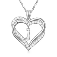 TOUPOP Sterling Silver Heart J Initial Letter Pendant Necklace for Women Jewelry Christmas Valentine Mothers Day Birthday Gifts for Women Her Wife Girlfriend Mom-style_name:Heart Initial J