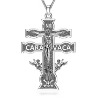 TOUPOP 925 Sterling Silver Stainless Steel Saint Medal Protection Necklace-style_name:S-Caravaca Cross Necklace