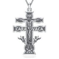 wholesale Saint Patron Necklace For Men Women 925 Sterling Silver Saint Pendant With Stainless Steel Chain St Medal Protection Necklace Catholic Religious Amulet Gifts For Him -style_name:S-Caravaca Cross Necklace