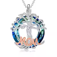 TOUPOP Sterling Silver Crystal Tree Of Life Necklace For Women-style_name:Mom
