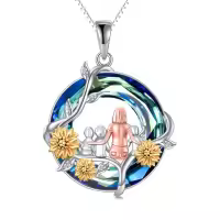 TOUPOP Sterling Silver Rose Flower Necklace Mothers Day Christmas Gifts-style_name:B-Sunflower-3 Children