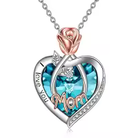 TOUPOP Sterling Silver Crystal I Love You Rose Flower Heart Necklace-color_name:12 Dec-Mom Necklace with Heart Crystal