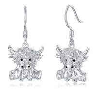 wholesale Lotus Chakra/axolotl/hummingbird/sea Turtle Earrings For Women S925 Sterling Silver Lotus Cute Animals Jewelry Dangle Drop Earrings For Women Christmas Birthday Gifts -style_name:Highland Cow Earrings