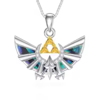 TOUPOP Sterling Silver Sword Triforce Pendant Necklace Jewelry Gifts-style_name:Zelda
