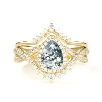 wholesale TOUPOP Natural Moss Agate Wedding Ring Set For Women 10k 14k 14k Solid Gold Moissanite Bridal Ring Set Engagement Ring Set Anniversary Natural Moss Agate Promise Rings For Her -style_name:H Moss Agate Gold Ring
