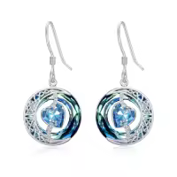TOUPOP Sterling Silver Blue Crystal Moon Star Dangle Earrings-color_name:12-December-Topaz