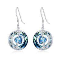 wholesale TOUPOP Birthstone Earrings For Women 925 Sterling Silver Moon And Star Dangle Earrings With Blue Crystal Birthdayjewelry Christmas Gifts For Women -color_name:12-December-Topaz