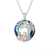 TOUPOP Sterling Silver Crystal Tree Of Life Sisters Necklace-color_name:2 Sisters-B-Blue Crystal