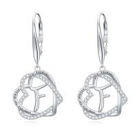 wholesale TOUPOP Gifts For Women Heart Initial Earrings 925 Sterling Silver Double Heart Dangle Earrings Birthday Jewelry Birthday Christmas Gifts For Her Wife Girlfriend -style_name:Initial F