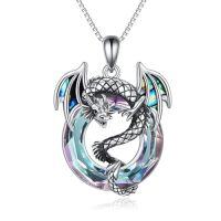wholesale TOUPOP Dragon Necklace For Women Sterling Silver Crystal Dragon Gifts Jewelry -style_name:Style 1-Purple