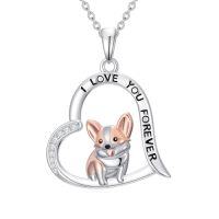 wholesale TOUPOP Heart Dog Necklace 925 Sterling Silver Dachshund/corgi/shih Tzu/yorkshire Terrier/basset Hound/greyhound Pendant Jewelry Dogs Lover Christmas Gifts For Women -style_name:Corgi