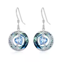 TOUPOP Sterling Silver Blue Crystal Moon Star Dangle Earrings-color_name:03-March-Aquamarine