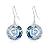 wholesale TOUPOP Birthstone Earrings For Women 925 Sterling Silver Moon And Star Dangle Earrings With Blue Crystal Birthdayjewelry Christmas Gifts For Women -color_name:03-March-Aquamarine