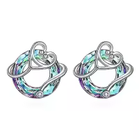 TOUPOP Sterling Silver Crystal Stethoscope Stud Earrings-color_name:Purple Crystal