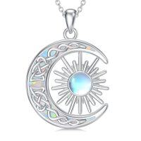 wholesale TOUPOP Tree Of Life Necklace For Women Sterling Silver Crescent Moon Tree Moonstone Pendant Family Tree Necklace For Mother Daughter Sister Gifts ﻿ -style_name:4-Opal