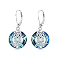 TOUPOP Sterling Silver Crystal Turtle Dangle Earrings Christmas Gifts For Women-style_name:Owl