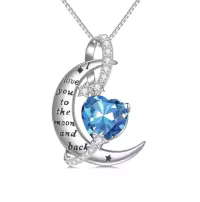 TOUPOP Sterling Silver Birthstone Heart Necklace I Love You To The Moon And Back-color_name:12-December-Topaz