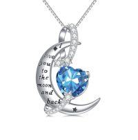 wholesale TOUPOP I Love You To The Moon And Back Necklace S925 Sterling Silver Heart Birthstone Necklace Birthday Christmas Jewelry Gifts For Women Wife Girlfriend -color_name:12-December-Topaz