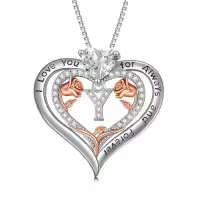 TOUPOP Sterling Silver & Rose A-Z Initial Pendant Necklace-style_name:Letter Y