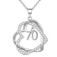 TOUPOP Sterling Silver Stone Heart Pendant Necklace Gifts For Her-style_name:70th