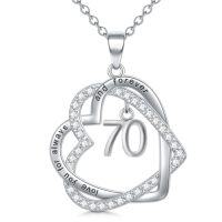 wholesale TOUPOP Gifts For Her 925 Sterling Silver Necklace Forever Love Heart Pendant Heart Year Old Jewelry Anniversary Birthday Christmas Gifts Women Girlfriend Wife Mom Grandma Daughter -style_name:70th