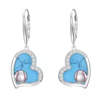 TOUPOP Sterling Silver Turquoise Drop Dangle Leverback Earrings-style_name:Baseball