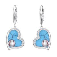 wholesale Turquoise Heart Earrings 925 Sterling Silver Sports Drop Dangle Earring Leverback Jewelry Christmas Gifts For Women Her -style_name:Baseball