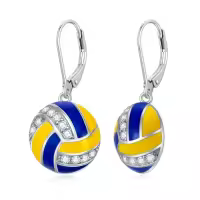 TOUPOP Sterling Silver Sports Earrings Baseball Basketball Volleyball Soccer Football Jewelry Gifts-style_name:Volleyball Earrings