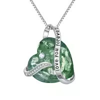 TOUPOP Sterling Silver Crystal Heart Pendant Birthstone Necklace-style_name:08-Aug.