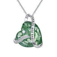 wholesale TOUPOP Heart Pendant Necklace Forever Love Sterling Silver Crystal Birthstone Necklaces Anniversary Jewelry Birthday Gifts For Women -style_name:08-Aug.