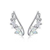 wholesale TOUPOP 925 Sterling Silver Ear Climbers Earrings For Women Created Opal Earrings For Women Hypoallergenic Crawler Earrings Jewelry Gifts For Mom Wife -style_name:2-Butterfly white opal