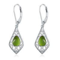 wholesale Filigree Bohemian Earrings 925 Sterling Silver Teardrop Gemstone Dangle Drop Earrings Fine Jewelry Birthday Christmas Gifts For Women -color_name:Peridot
