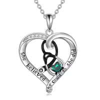 TOUPOP Sterling Silver Birthstone Stethoscope Necklace Gift For Nurse-style_name:05 May-Emerald