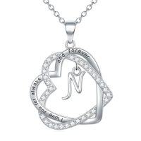 wholesale TOUPOP Gifts For Women Heart Initial Necklace 925 Sterling Silver Double Heart Pendant Necklace Birthday Jewelry Birthday Christmas Gifts For Her Wife Girlfriend -style_name:Initial N