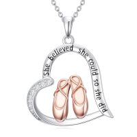 wholesale TOUPOP Ballet/violin/cello/flute/piano/saxophone/accordion/harp Necklace For Women 925 Sterling Silver Ballet Instrument Pendant Jewelry Music Lover Christmas Christmas Gifts For Women -style_name:Dance Shoes