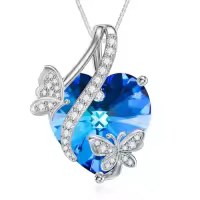 TOUPOP Sterling Silver Crystal Butterfly Pendant Necklace Gift for Women-style_name:01-Butterfly