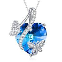 wholesale TOUPOP Sterling Silver Butterfly Pendant Necklace With Crystal Birthday Christmas Mothers Day Jewelry Gifts For Women Girfriend Mom -style_name:01-Butterfly