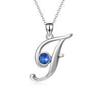 wholesale TOUPOP Christmas & Birthday Gifts: Initial Necklaces - 925 Sterling Silver Letter Pendants With Birthstone A-z -color_name:F--Forever with you