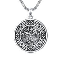 wholesale Viking Necklace For Men 925 Sterling Silver Viking Wolf/thors Hammer/vegvisir/tree Of Life/compass Pendant Norse Necklace Amulet Talisman Christmas Gifts For Him Her -style_name:A- Viking Tree of Life Necklace B