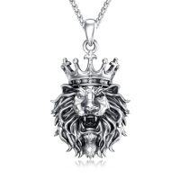 wholesale 925 Sterling Silver Lion/owl/eagle/wolf Necklace Pendant For Men Jewelry Christmas Gifts For Men -style_name:A001-Lion 0.94 inch