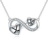 wholesale TOUPOP Sports Necklace 925 Sterling Silver Jewelry Tennis, Baseball, Volleyball, Soccer, Basketball, Football, Softball, Hockey Pendant Necklace For Women Men Player Fan Gifts -style_name:08-Hockey