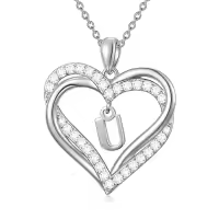 TOUPOP Sterling Silver Heart U Initial Letter Pendant Necklace for Women Jewelry Christmas Valentine Mothers Day Birthday Gifts for Women Her Wife Girlfriend Mom-style_name:Heart Initial U